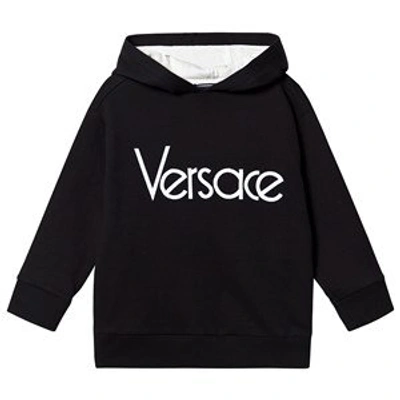 Shop Versace Black And White  Logo Hoodie