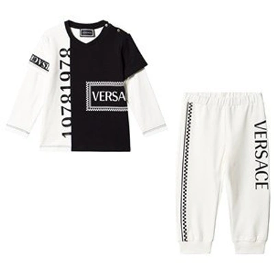 Shop Versace White And Black Multi Logo Sweatshirt Set