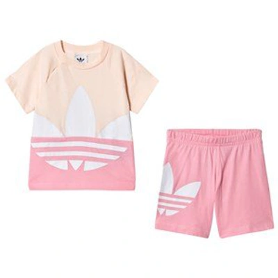 Shop Adidas Originals Pink Trefoil Logo Infants Tee Set