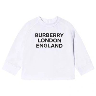 Shop Burberry White Logo Print Top