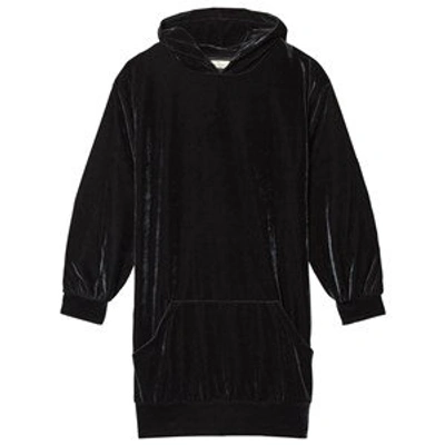 Shop Andorine Black Velvet Hoodie Dress