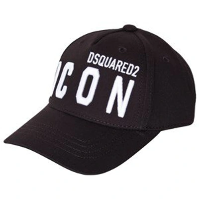 Shop Dsquared2 Black Icon Embroidered Cap