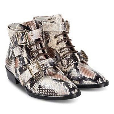 Shop Chloé Snake Ankle Boots In Brown