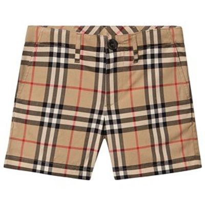 Shop Burberry Beige Checkered Shorts