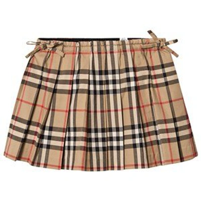 Shop Burberry Beige Pearly Pleated Check Skirt