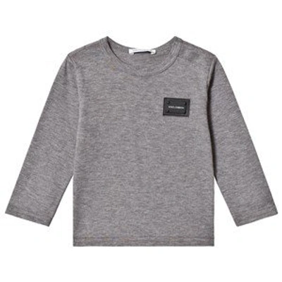 Shop Dolce & Gabbana Grey Plaque Logo T-shirt