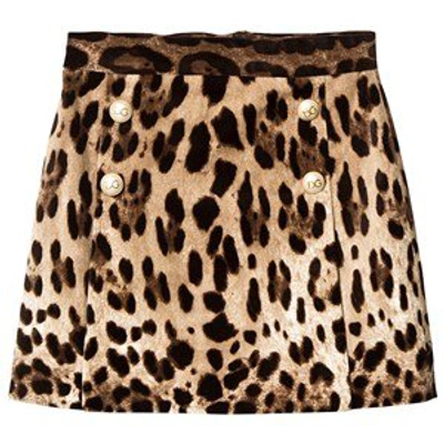 Shop Dolce & Gabbana Leopard Velvet Skirt In Brown