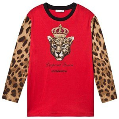 Shop Dolce & Gabbana Red Leopard And Tiger Print Long Sleeve T-shirt