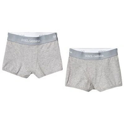 Shop Dolce & Gabbana Pack Of 2 Grey Branded Waistband Boxers