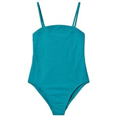Shop Bonpoint Turquoise Swimsuit In Blue