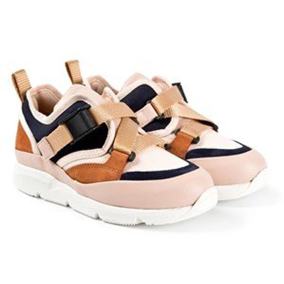 Shop Chloé Navy Sonnie Trainers In Brown