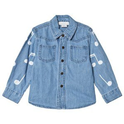 Stella Mccartney Music Notes Print Stretch Denim Shirt In Blue