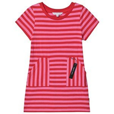 Shop The Marc Jacobs Pink Stripe Marc Jacobs Tag Print T-shirt Dress
