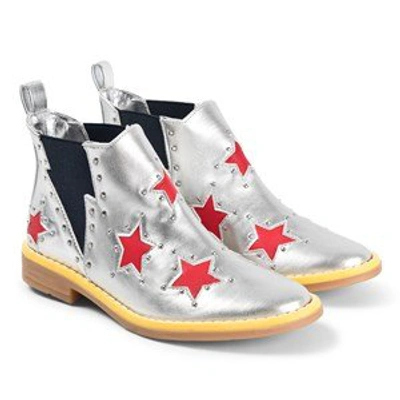 Shop Stella Mccartney Kids Silver Coloured Red Stars Boots