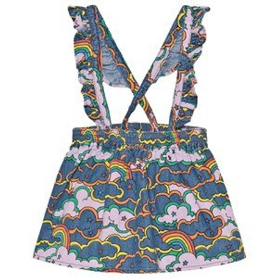 Shop Stella Mccartney Kids Blue Multi Cloud Print With Braces Skirt