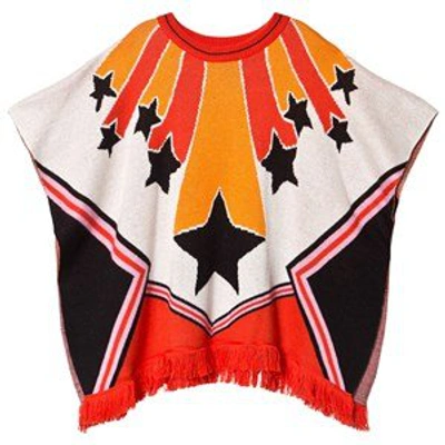 Shop Stella Mccartney Kids Red Cheerleader Intarsia Knit Cape In Orange