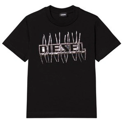 Shop Diesel Black Gel Wire Logo T-shirt