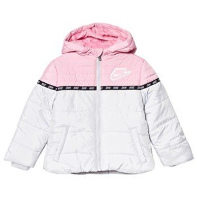 Shop Nike Pink Colourblock Puffer Jacket In Silver