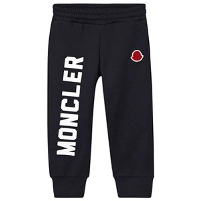 Shop Moncler Black Logo Sweatpants In Navy