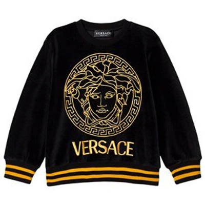 Shop Versace Black Medusa Velour Sweatshirt