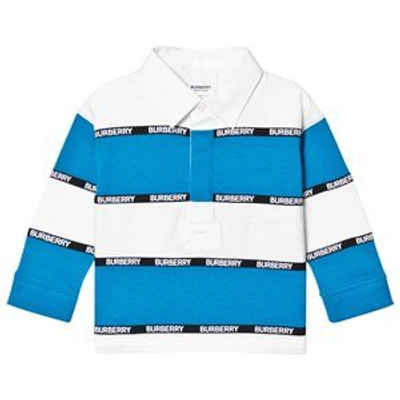 Shop Burberry Blue Tape Logo Rugby Shirt In White