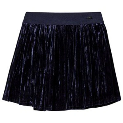 Shop Mayoral Navy Velvet Pleated Skirt