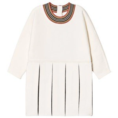 Shop Burberry White Mini Amelia Pleated Knit Dress