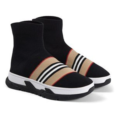 Shop Burberry Black Archive Stripe Pull-on Sock Sneakers