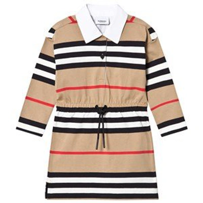 Shop Burberry Beige Cutherta Icon Rugby Dress