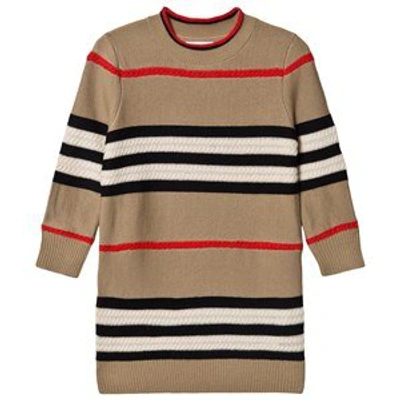 Shop Burberry Archive Beige Icon Stripe Wool/cashmere Jumper Dress