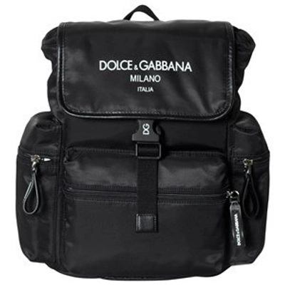 Shop Dolce & Gabbana Black Nylon Branded Backpack