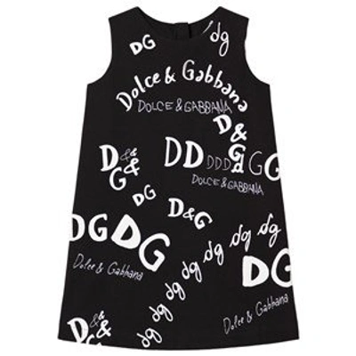 Shop Dolce & Gabbana Black D&g Sript Sleeveless Dress