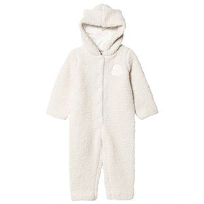 Shop Moncler White Teddy Fleece Coveralls