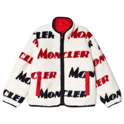 Shop Moncler Cream All Over Branded Reversible Fleece Jacket