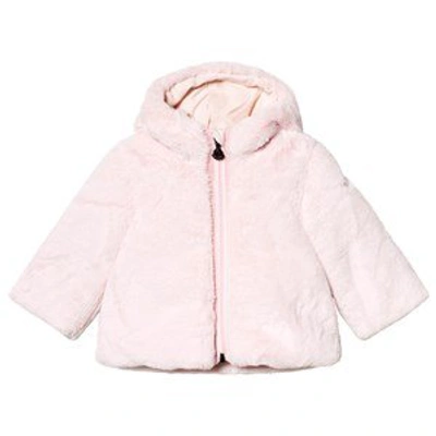 Shop Moncler Pink Down Faux Fur Coat