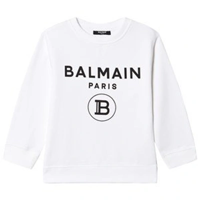 Shop Balmain White Branded Sweatshirt