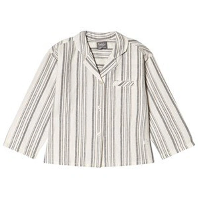 Shop Tocoto Vintage Cream Pajama Style Shirt In Grey