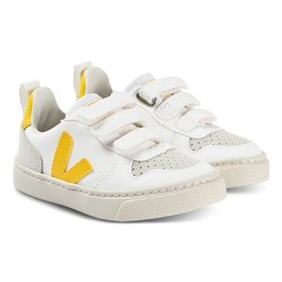 Shop Veja White & Yellow V-10 Lace Trainers 33 (uk 1)