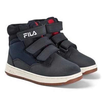 Shop Fila Navy Branded Knox Velcro Mid Trainers