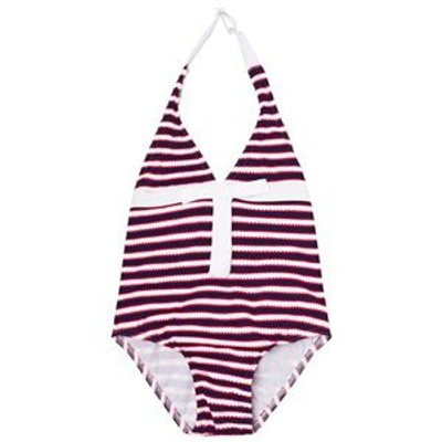 Shop Melissa Odabash Navy Striped Swimsuit In Multi