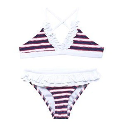 Shop Melissa Odabash Navy Striped Bikini In Multi