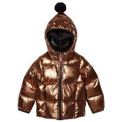 Shop Ai Riders On The Storm Copper Metallic Goggle Down Padded Ski Jacket In Gold