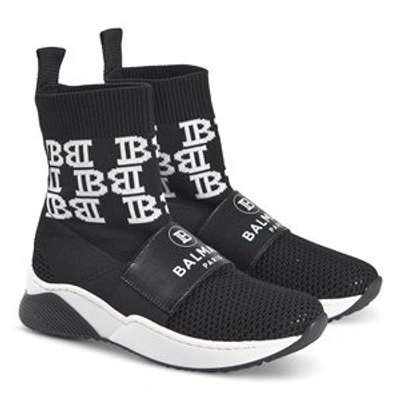 Shop Balmain Black Branded Sock Trainers
