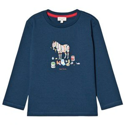 Paul Smith Junior Zebra Print Sweatshirt In Blue