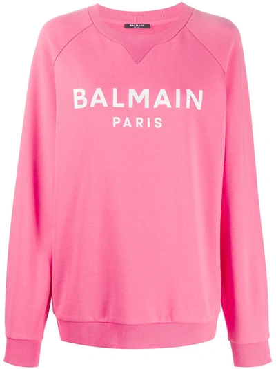 Shop Balmain Logo-print Sweatshirt In Pink