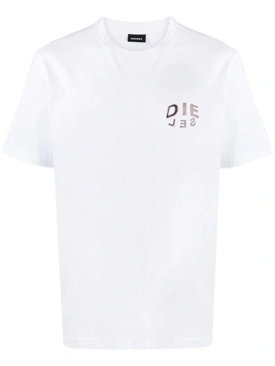 Shop Diesel Debossed Logo T-shirt In White