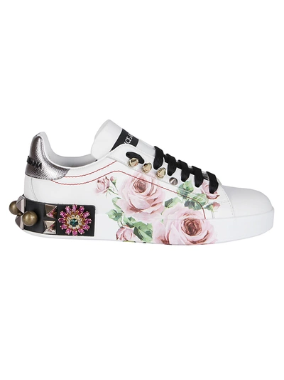 Shop Dolce & Gabbana Portofino Floral Print Sneakers In Multi