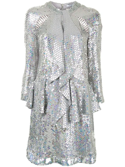 Pre-owned Givenchy Sequinned Ruffled Detail Dress In Grey