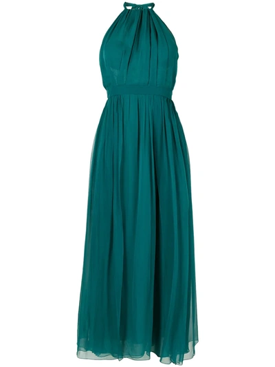 Pre-owned Gucci Halterneck Pleated Dress In Green