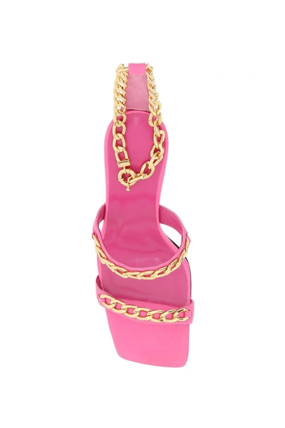 Shop By Far Gina Sandals With Chains In Hot Pink